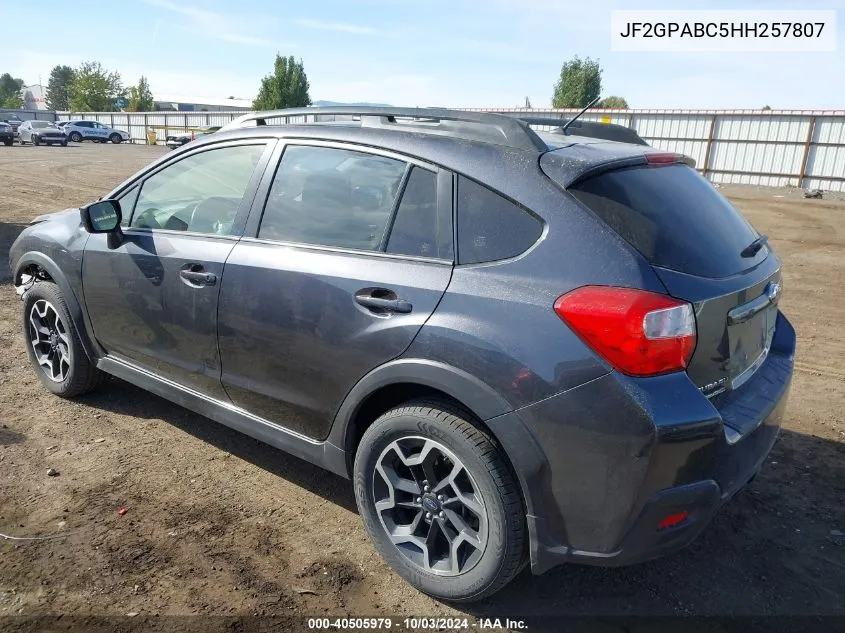 2017 Subaru Crosstrek 2.0I Premium VIN: JF2GPABC5HH257807 Lot: 40505979