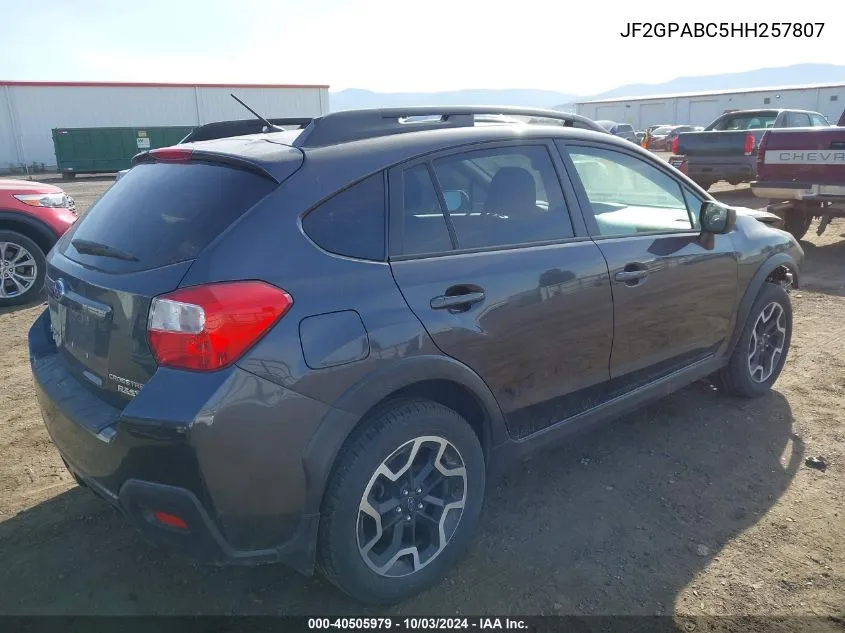 2017 Subaru Crosstrek 2.0I Premium VIN: JF2GPABC5HH257807 Lot: 40505979