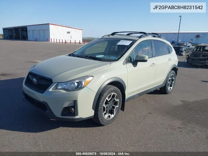 2017 Subaru Crosstrek 2.0I Premium VIN: JF2GPABC8H8231542 Lot: 40529075