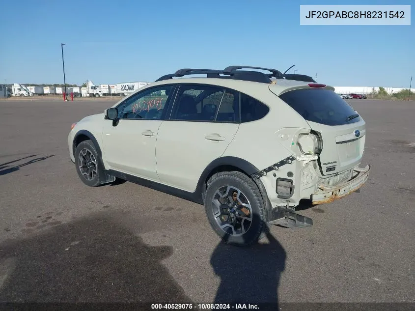 2017 Subaru Crosstrek 2.0I Premium VIN: JF2GPABC8H8231542 Lot: 40529075