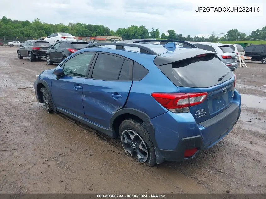 2018 Subaru Crosstrek 2.0I Premium VIN: JF2GTADCXJH232416 Lot: 39358733