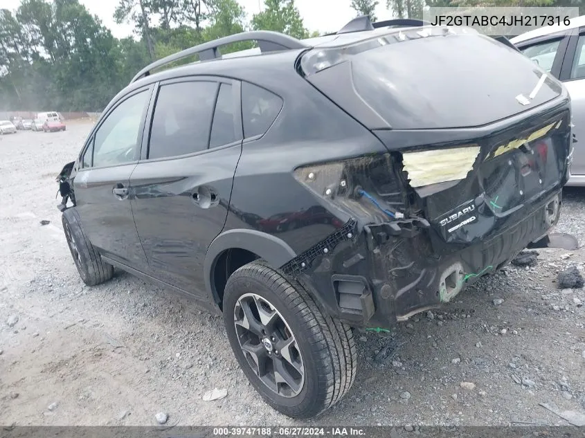 2018 Subaru Crosstrek 2.0I Premium VIN: JF2GTABC4JH217316 Lot: 39747188