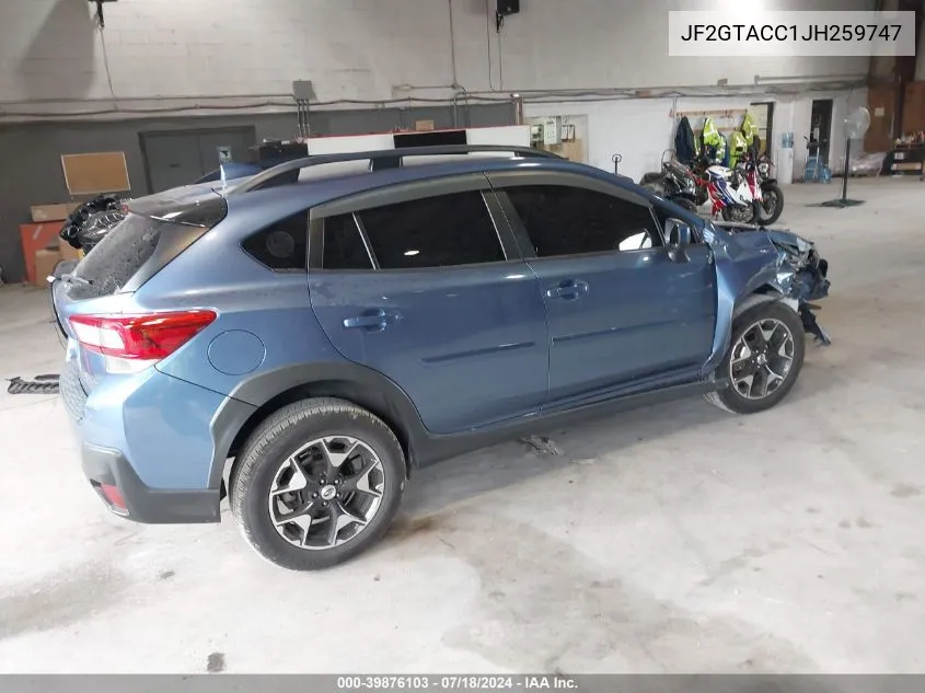 2018 Subaru Crosstrek 2.0I Premium VIN: JF2GTACC1JH259747 Lot: 39876103