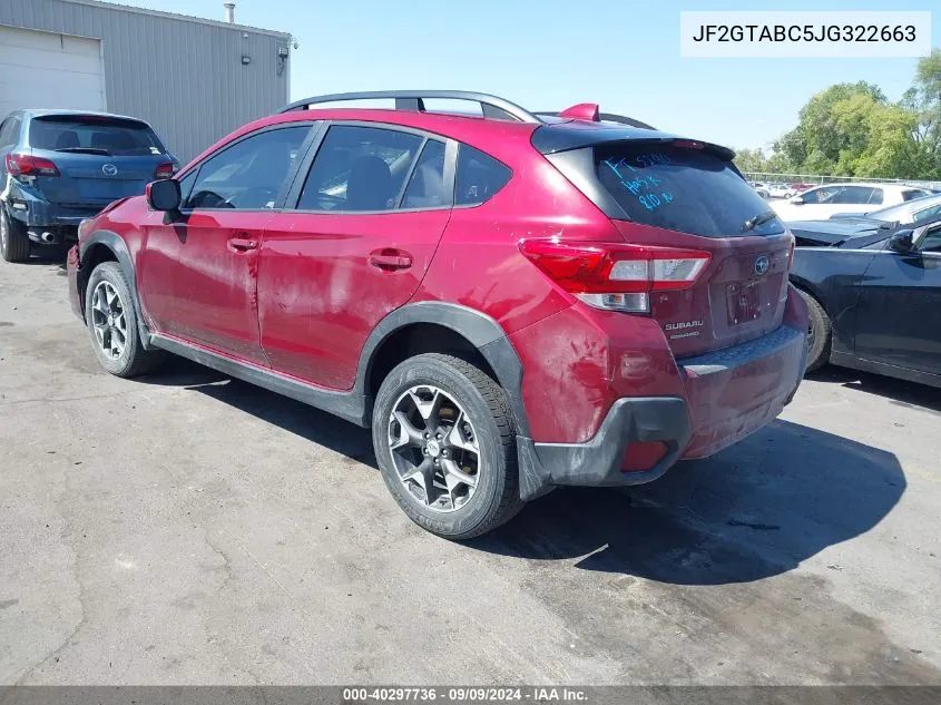 2018 Subaru Crosstrek 2.0I Premium VIN: JF2GTABC5JG322663 Lot: 40297736