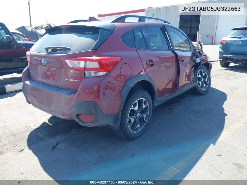 2018 Subaru Crosstrek 2.0I Premium VIN: JF2GTABC5JG322663 Lot: 40297736