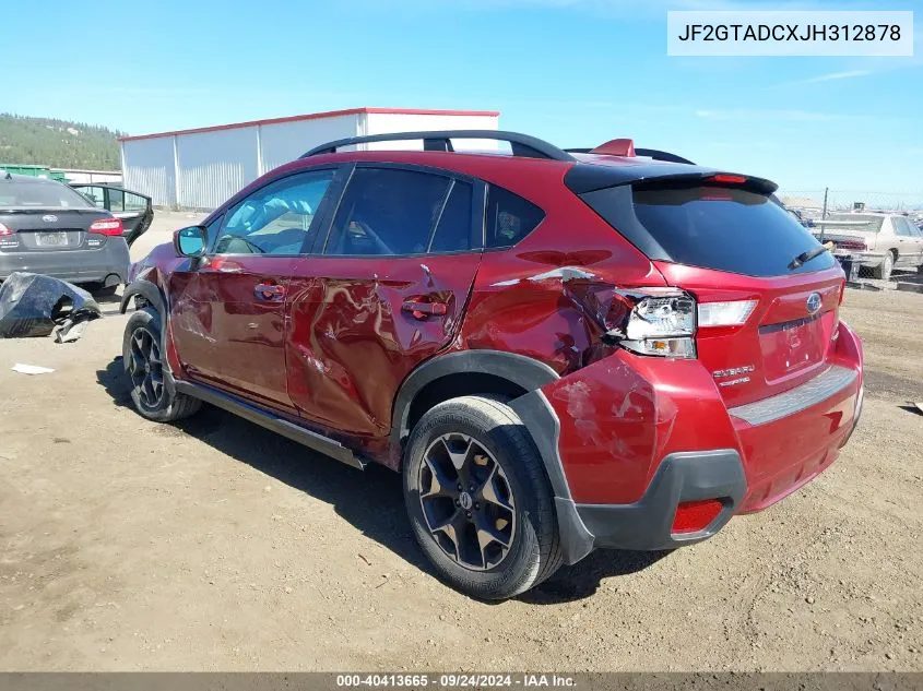 2018 Subaru Crosstrek 2.0I Premium VIN: JF2GTADCXJH312878 Lot: 40413665