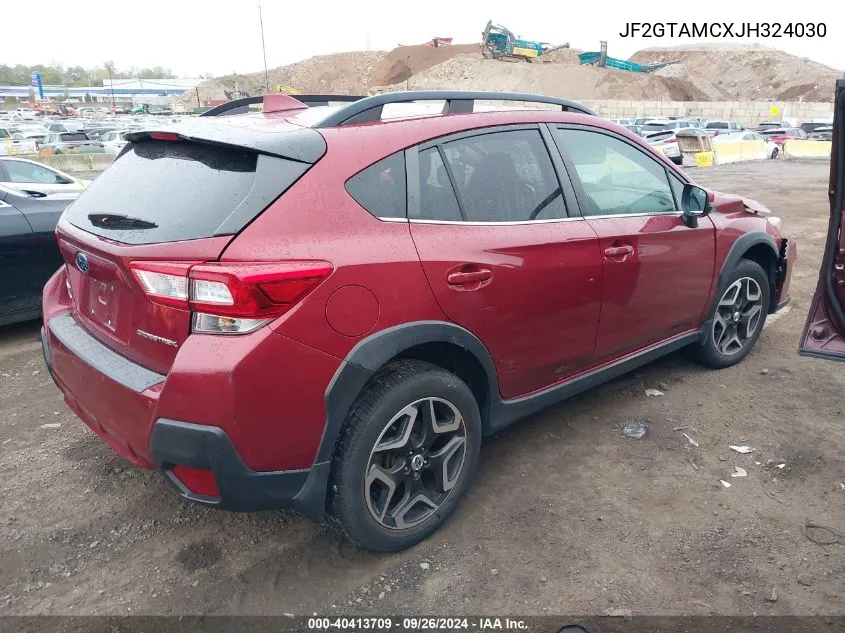 2018 Subaru Crosstrek Limited VIN: JF2GTAMCXJH324030 Lot: 40413709