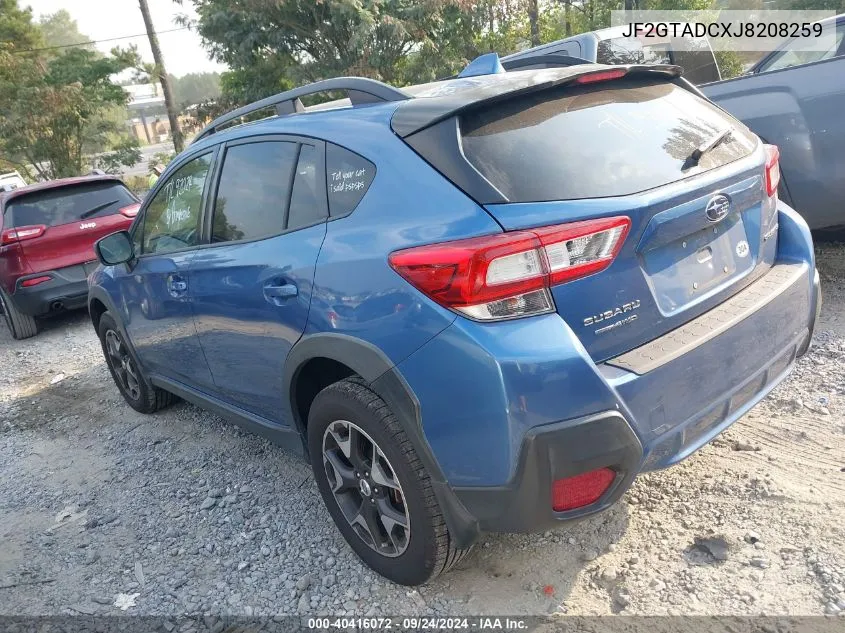 2018 Subaru Crosstrek Premium VIN: JF2GTADCXJ8208259 Lot: 40416072