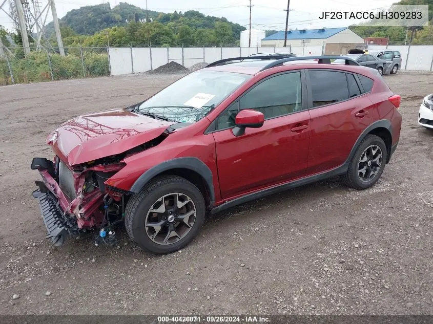 2018 Subaru Crosstrek 2.0I Premium VIN: JF2GTACC6JH309283 Lot: 40426071