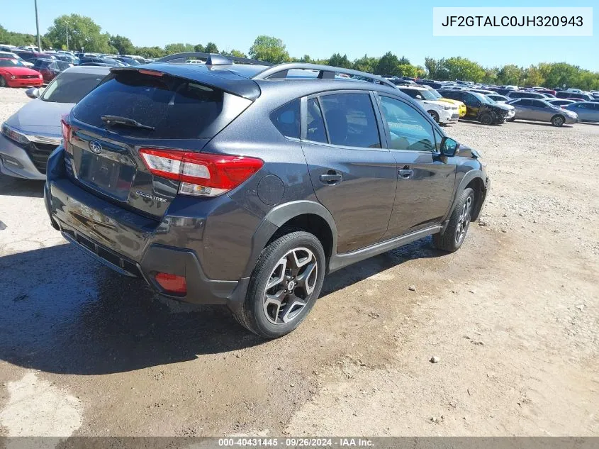 2018 Subaru Crosstrek Limited VIN: JF2GTALC0JH320943 Lot: 40431445