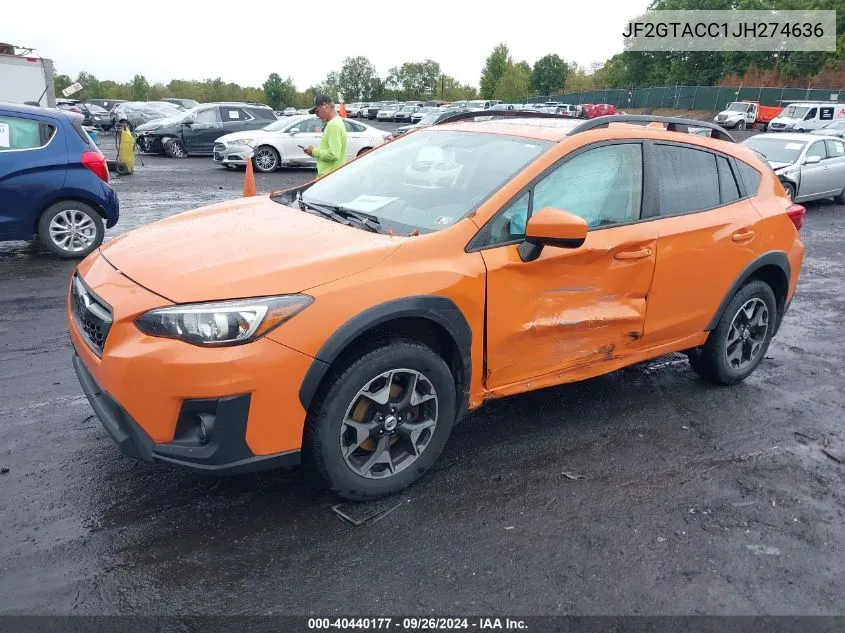 2018 Subaru Crosstrek 2.0I Premium VIN: JF2GTACC1JH274636 Lot: 40440177