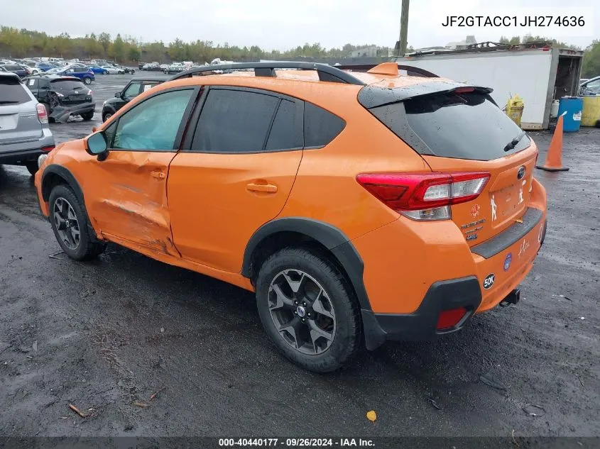 2018 Subaru Crosstrek 2.0I Premium VIN: JF2GTACC1JH274636 Lot: 40440177