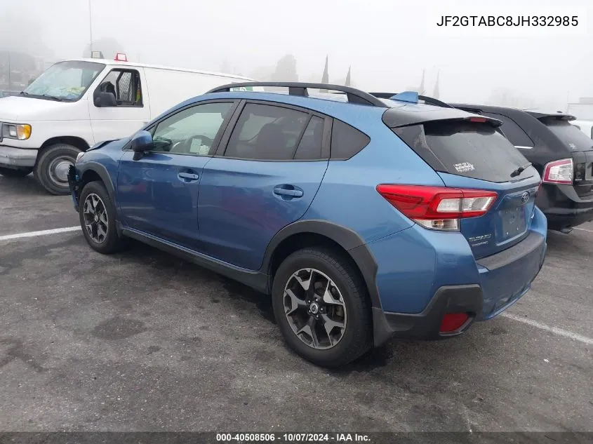 2018 Subaru Crosstrek 2.0I Premium VIN: JF2GTABC8JH332985 Lot: 40508506