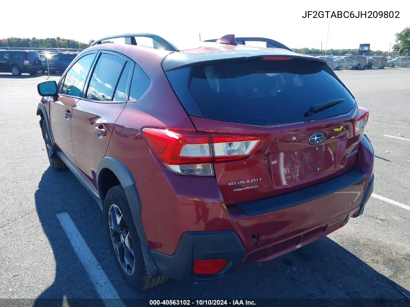 2018 Subaru Crosstrek 2.0I Premium VIN: JF2GTABC6JH209802 Lot: 40563102