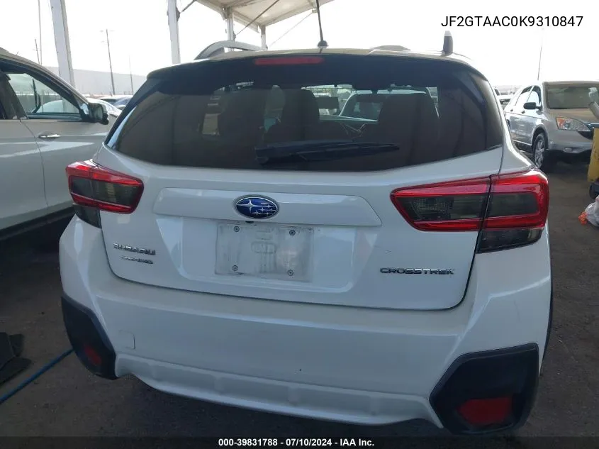 2019 Subaru Crosstrek 2.0I VIN: JF2GTAAC0K9310847 Lot: 39831788