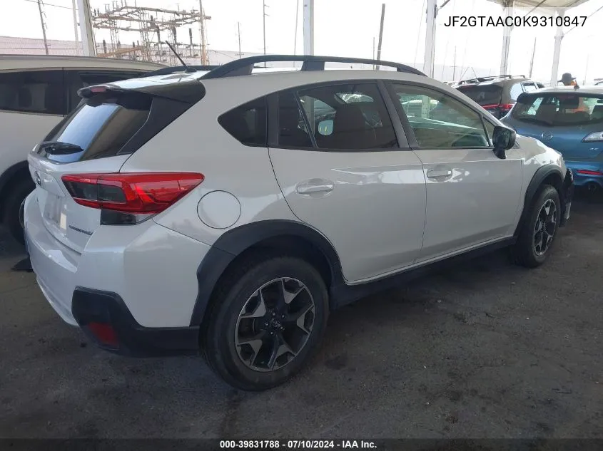 2019 Subaru Crosstrek 2.0I VIN: JF2GTAAC0K9310847 Lot: 39831788