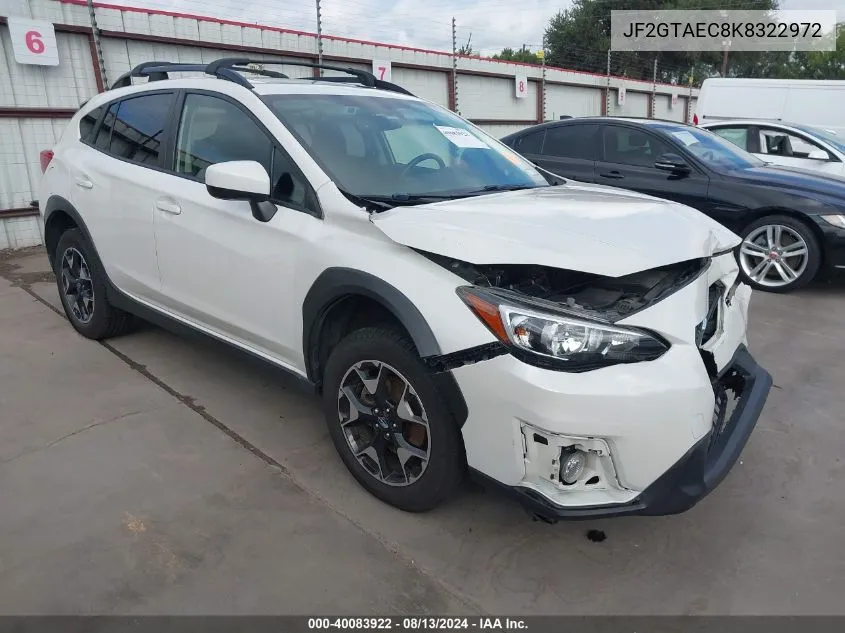 2019 Subaru Crosstrek 2.0I Premium VIN: JF2GTAEC8K8322972 Lot: 40083922