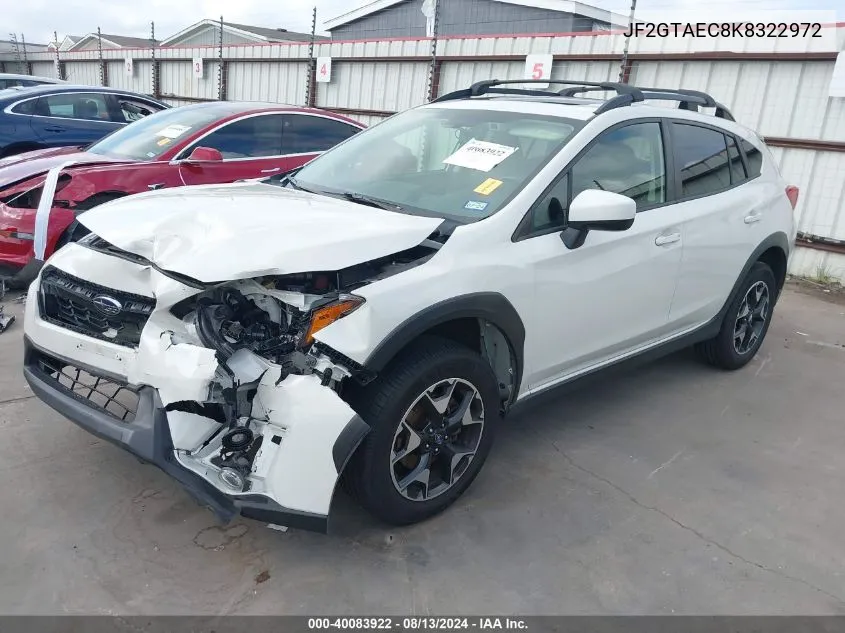 2019 Subaru Crosstrek 2.0I Premium VIN: JF2GTAEC8K8322972 Lot: 40083922