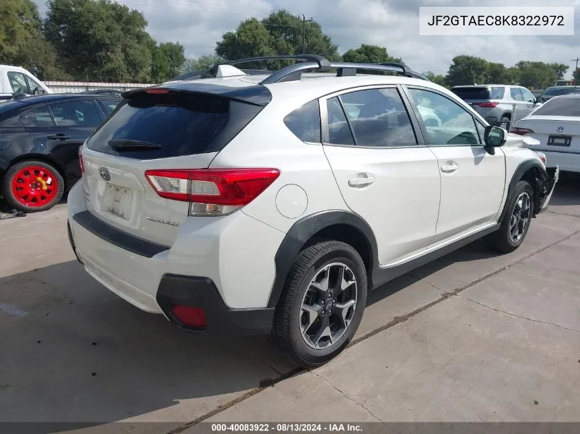 2019 Subaru Crosstrek 2.0I Premium VIN: JF2GTAEC8K8322972 Lot: 40083922