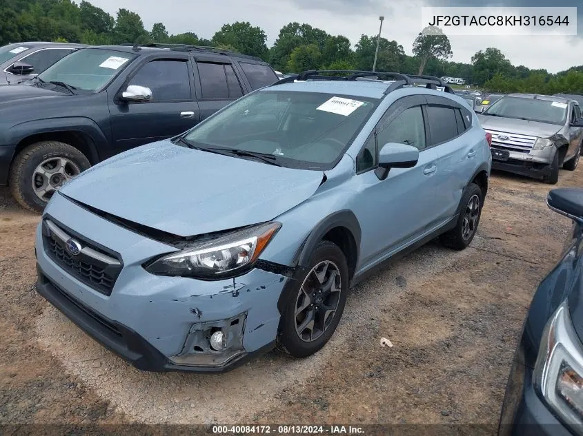 2019 Subaru Crosstrek 2.0I Premium VIN: JF2GTACC8KH316544 Lot: 40084172