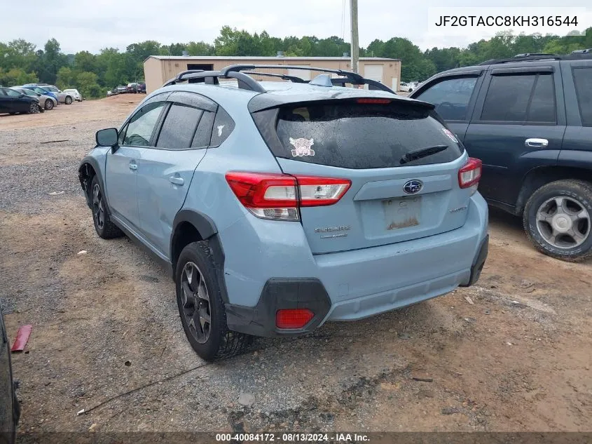 JF2GTACC8KH316544 2019 Subaru Crosstrek 2.0I Premium