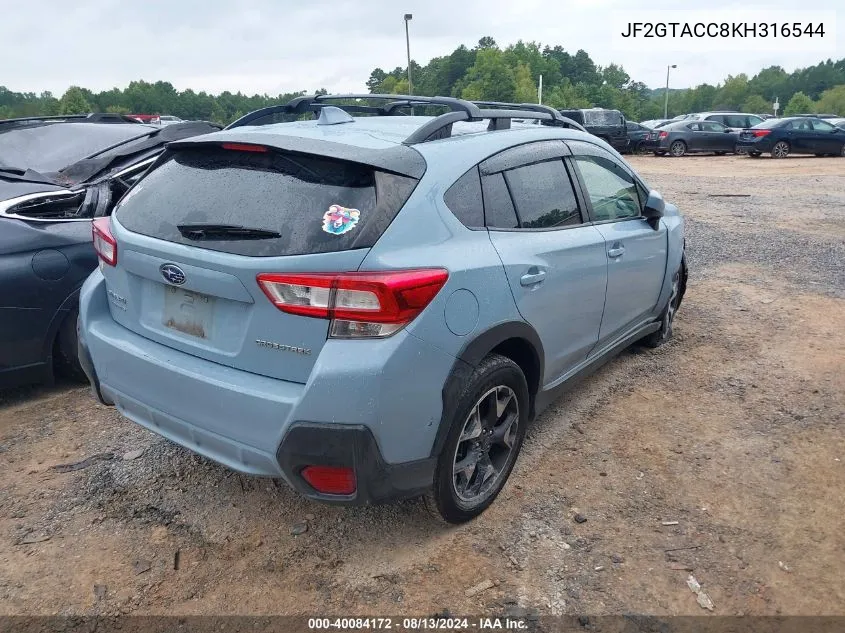 2019 Subaru Crosstrek 2.0I Premium VIN: JF2GTACC8KH316544 Lot: 40084172