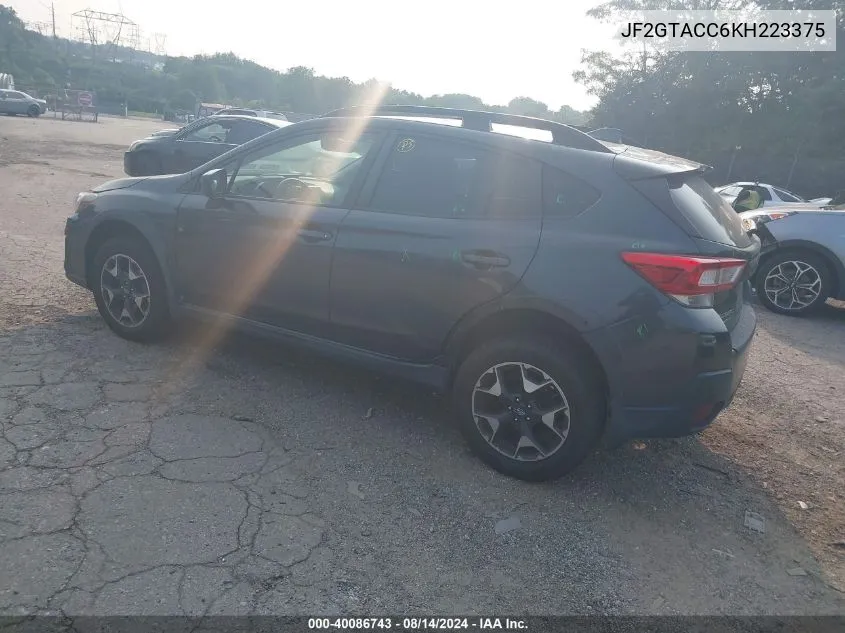 2019 Subaru Crosstrek 2.0I Premium VIN: JF2GTACC6KH223375 Lot: 40086743