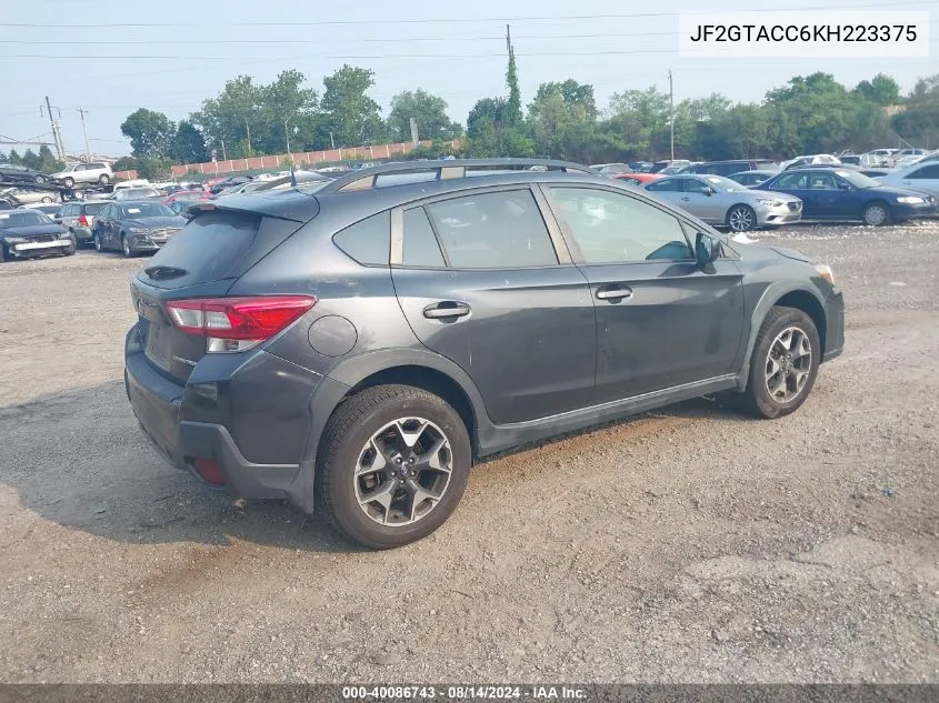 2019 Subaru Crosstrek 2.0I Premium VIN: JF2GTACC6KH223375 Lot: 40086743