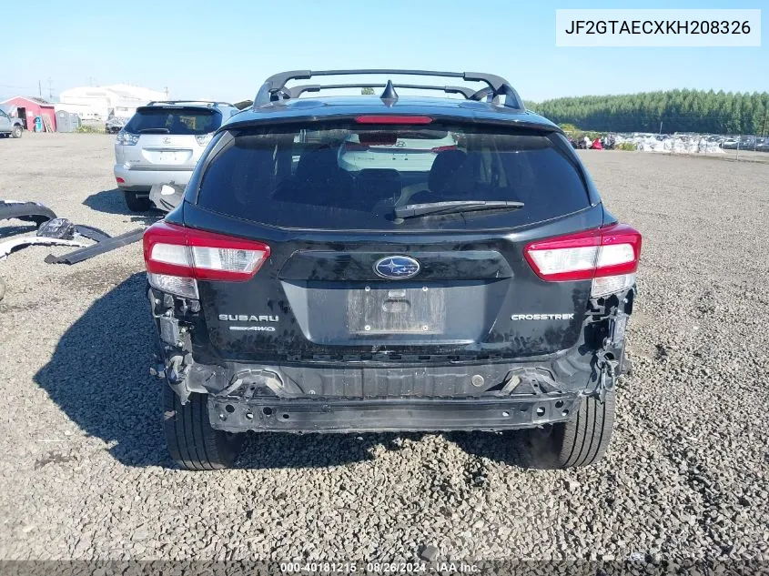 2019 Subaru Crosstrek 2.0I Premium VIN: JF2GTAECXKH208326 Lot: 40181215