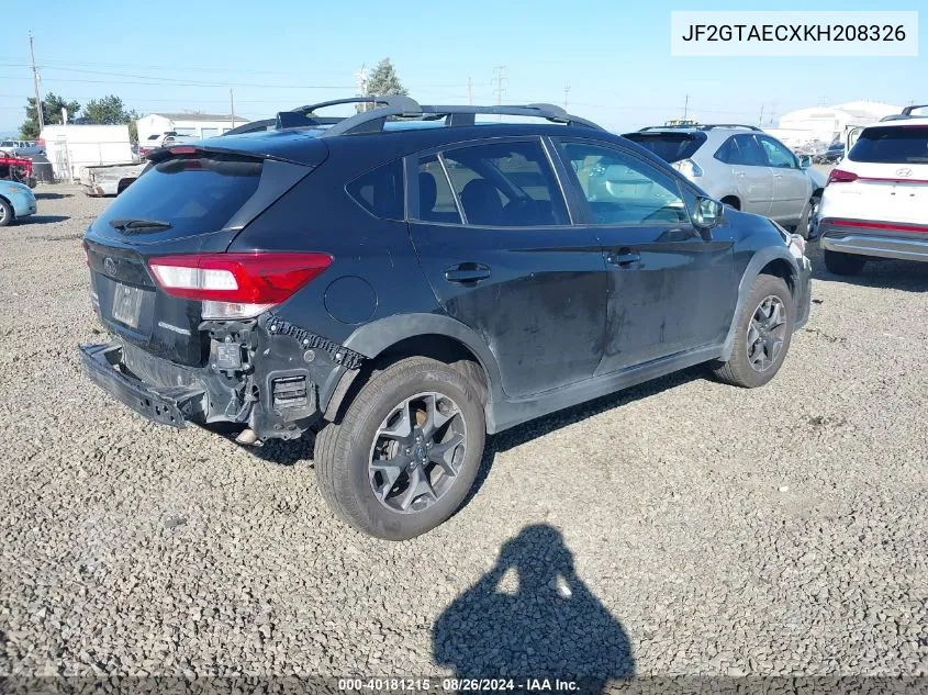 2019 Subaru Crosstrek 2.0I Premium VIN: JF2GTAECXKH208326 Lot: 40181215