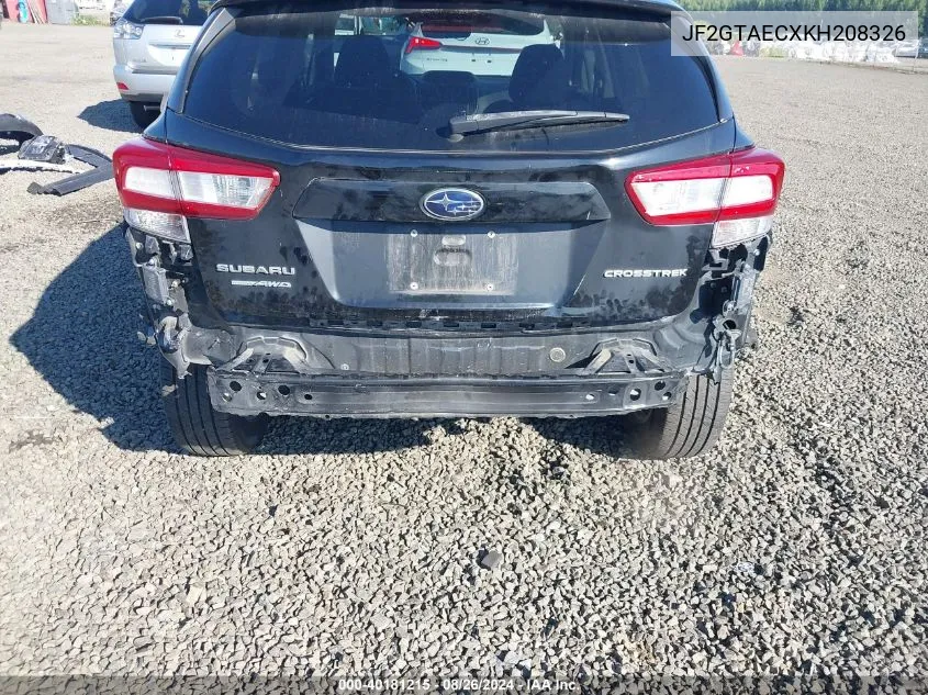 2019 Subaru Crosstrek 2.0I Premium VIN: JF2GTAECXKH208326 Lot: 40181215