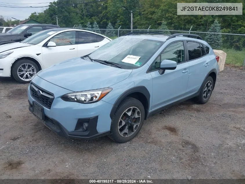 2019 Subaru Crosstrek 2.0I Premium VIN: JF2GTAEC0K8249841 Lot: 40195317