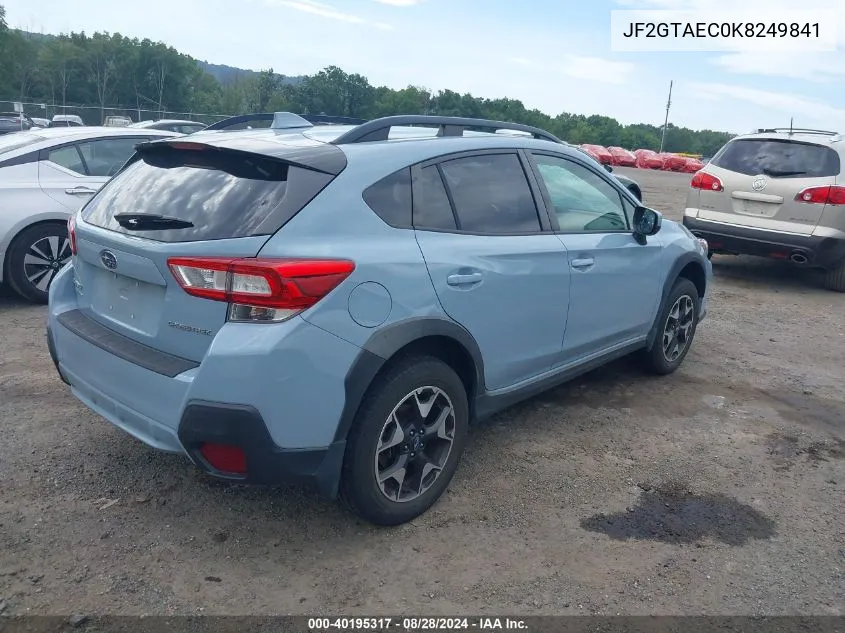 2019 Subaru Crosstrek 2.0I Premium VIN: JF2GTAEC0K8249841 Lot: 40195317