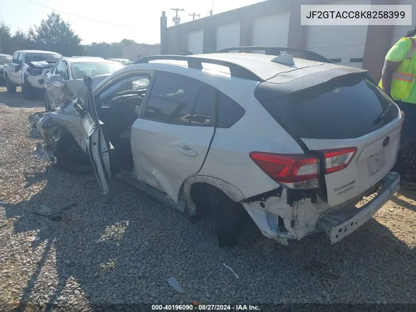 2019 Subaru Crosstrek 2.0I Premium VIN: JF2GTACC8K8258399 Lot: 40196090