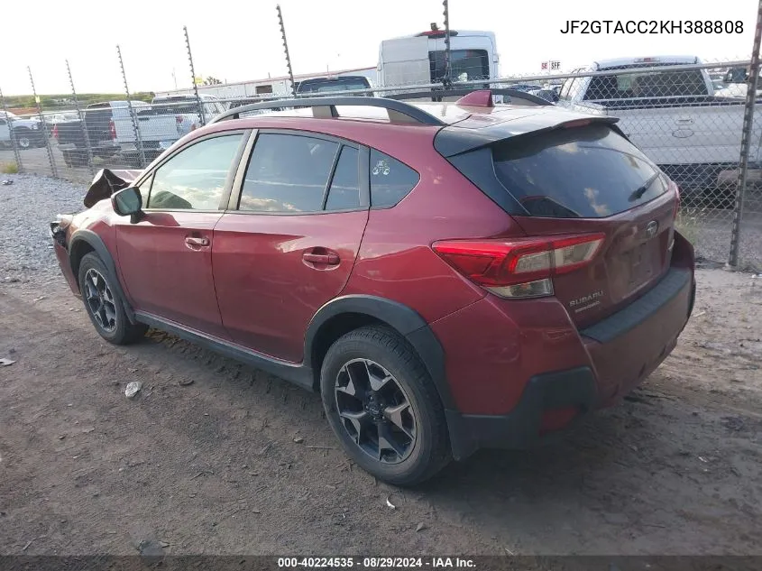 2019 Subaru Crosstrek 2.0I Premium VIN: JF2GTACC2KH388808 Lot: 40224535