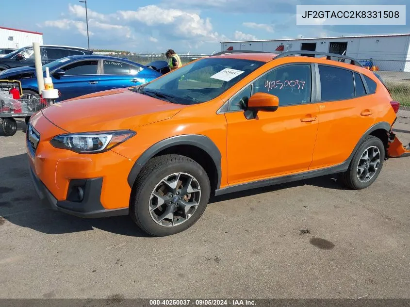 2019 Subaru Crosstrek 2.0I Premium VIN: JF2GTACC2K8331508 Lot: 40250037