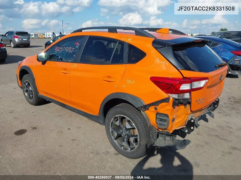 2019 Subaru Crosstrek 2.0I Premium VIN: JF2GTACC2K8331508 Lot: 40250037