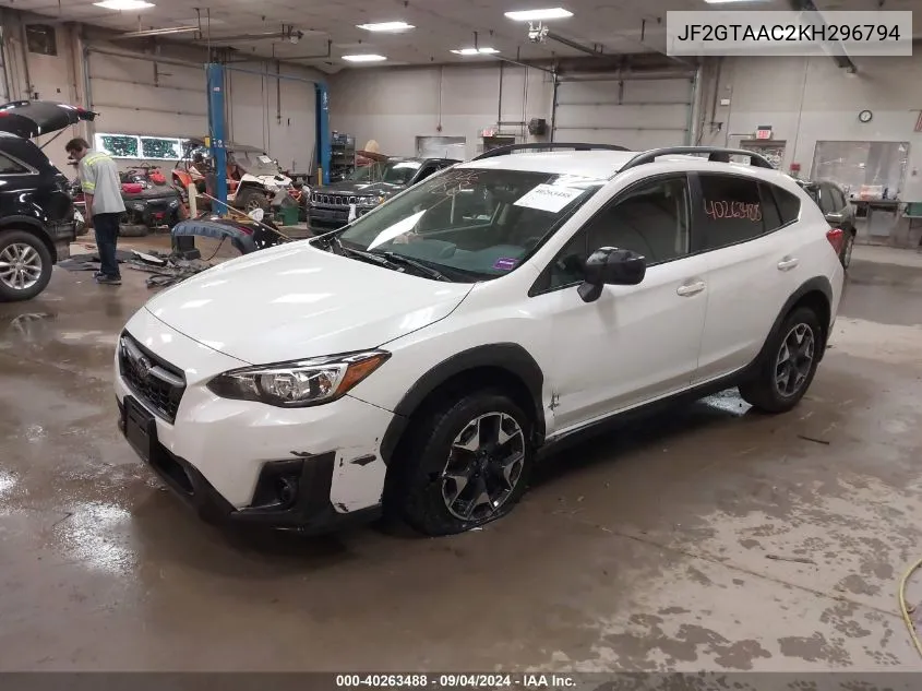 2019 Subaru Crosstrek 2.0I VIN: JF2GTAAC2KH296794 Lot: 40263488