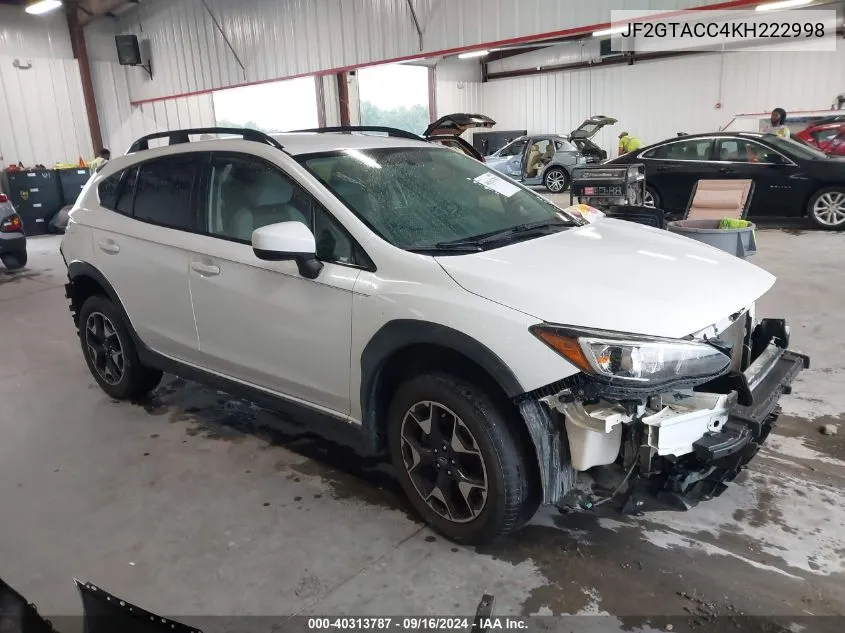 2019 Subaru Crosstrek 2.0I Premium VIN: JF2GTACC4KH222998 Lot: 40313787