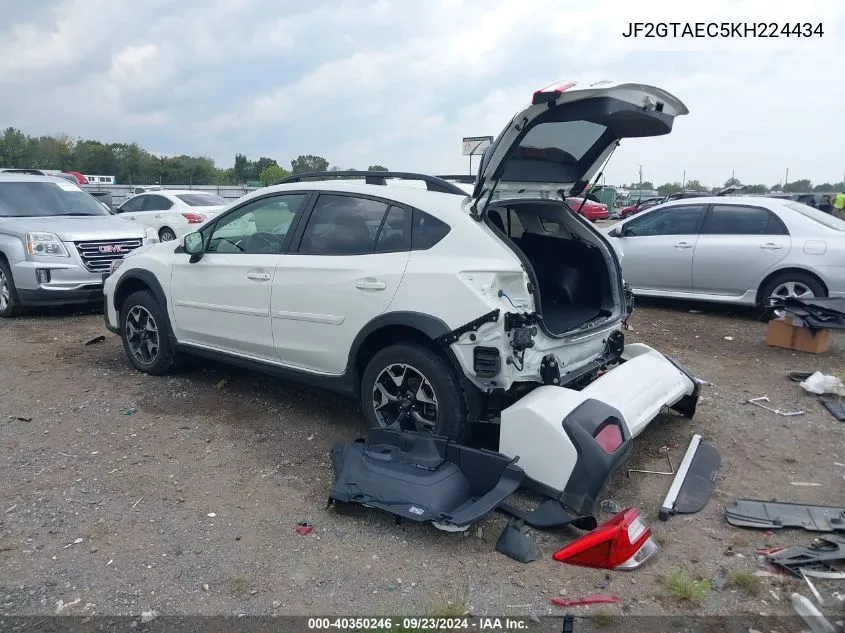 2019 Subaru Crosstrek 2.0I Premium VIN: JF2GTAEC5KH224434 Lot: 40350246