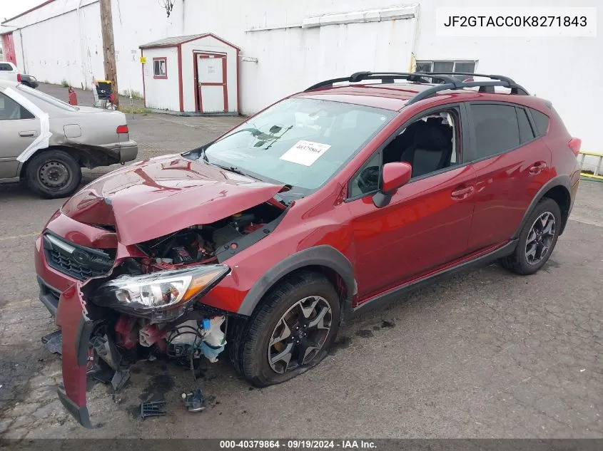 2019 Subaru Crosstrek 2.0I Premium VIN: JF2GTACC0K8271843 Lot: 40379864