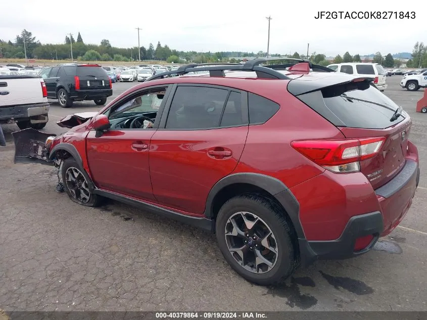 2019 Subaru Crosstrek 2.0I Premium VIN: JF2GTACC0K8271843 Lot: 40379864