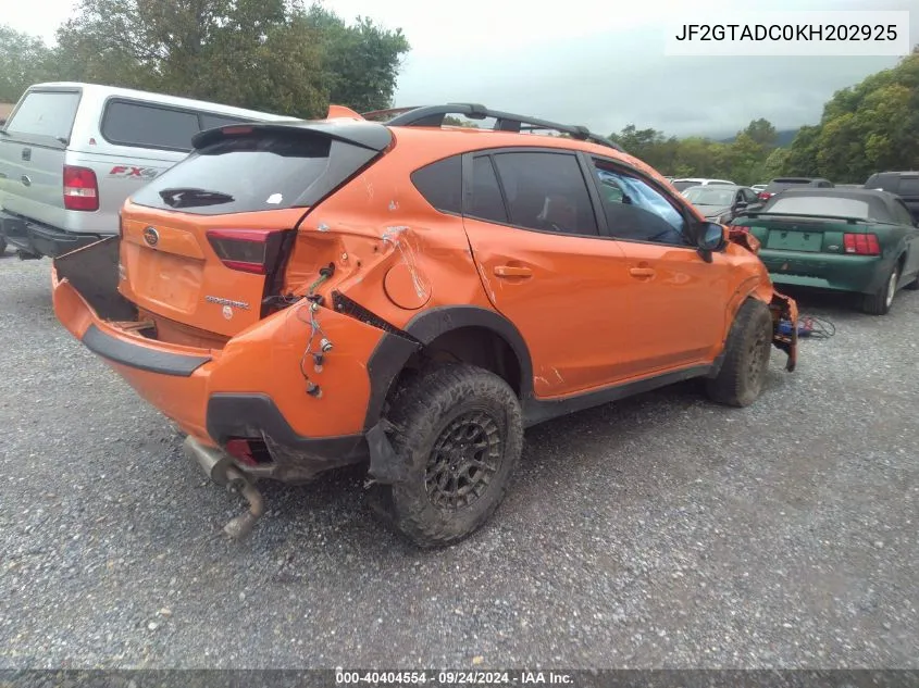 2019 Subaru Crosstrek Premium VIN: JF2GTADC0KH202925 Lot: 40404554