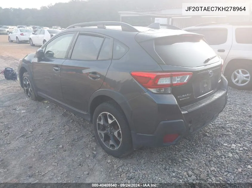 2019 Subaru Crosstrek 2.0I Premium VIN: JF2GTAEC7KH278964 Lot: 40405540