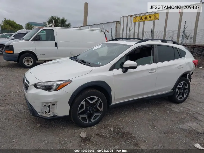 2019 Subaru Crosstrek 2.0I Limited VIN: JF2GTAMC4KH209487 Lot: 40409046