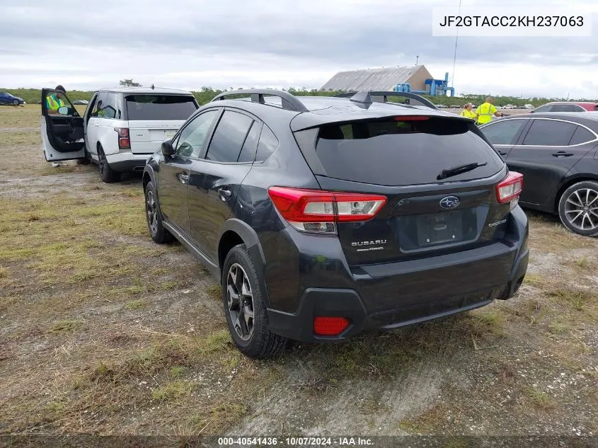 2019 Subaru Crosstrek 2.0I Premium VIN: JF2GTACC2KH237063 Lot: 40541436