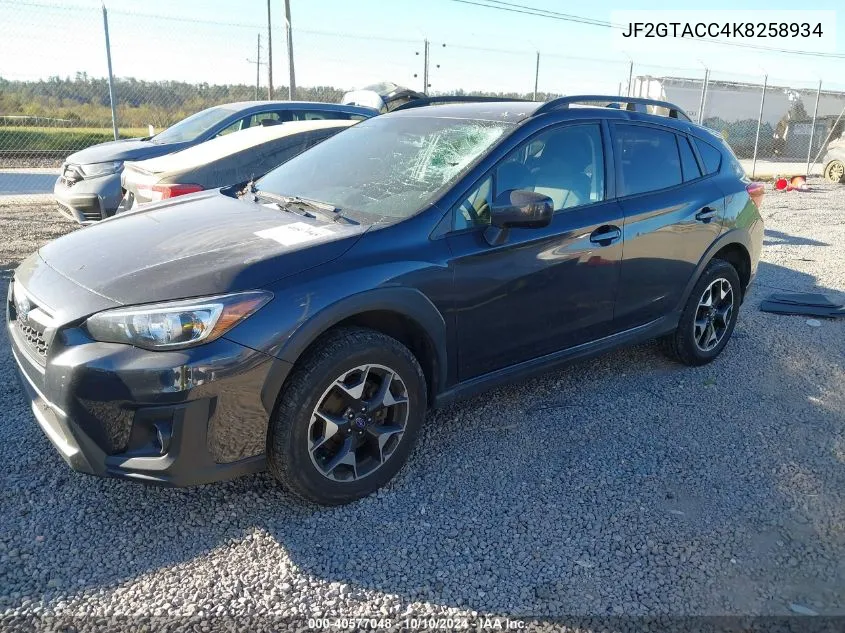 2019 Subaru Crosstrek 2.0I Premium VIN: JF2GTACC4K8258934 Lot: 40577048