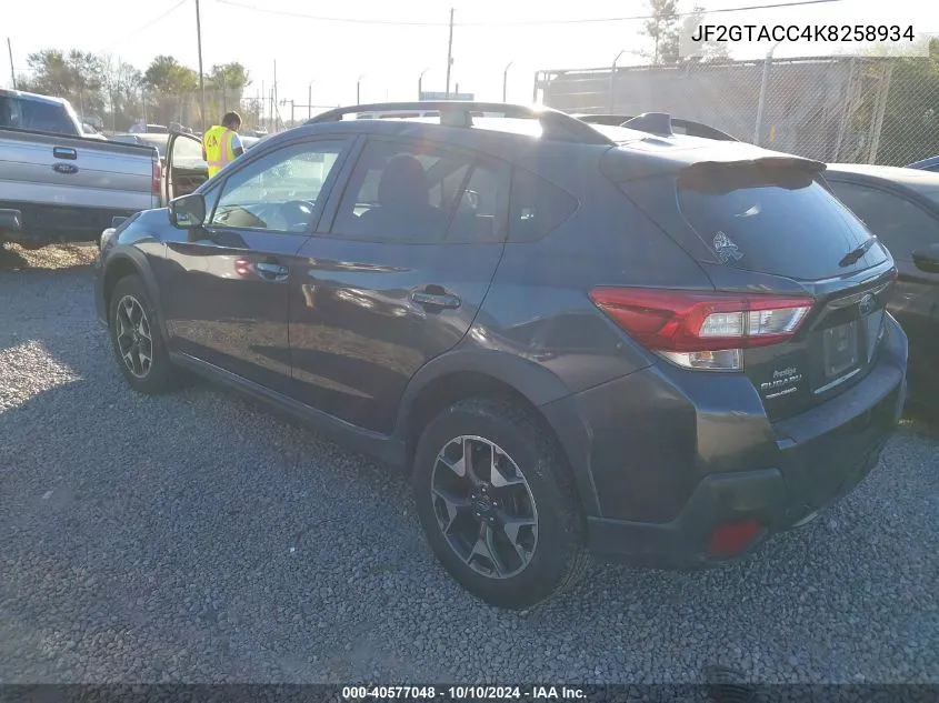 2019 Subaru Crosstrek 2.0I Premium VIN: JF2GTACC4K8258934 Lot: 40577048