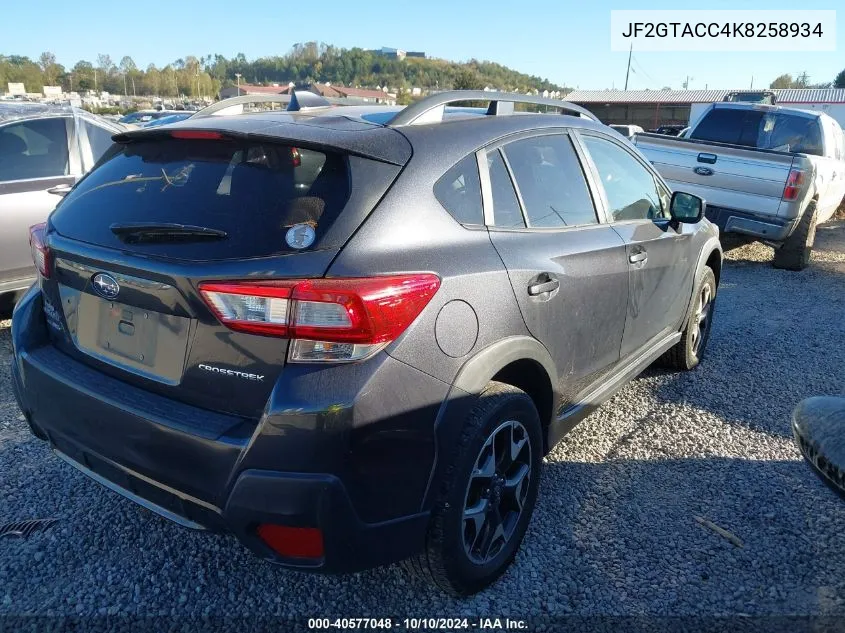 2019 Subaru Crosstrek 2.0I Premium VIN: JF2GTACC4K8258934 Lot: 40577048