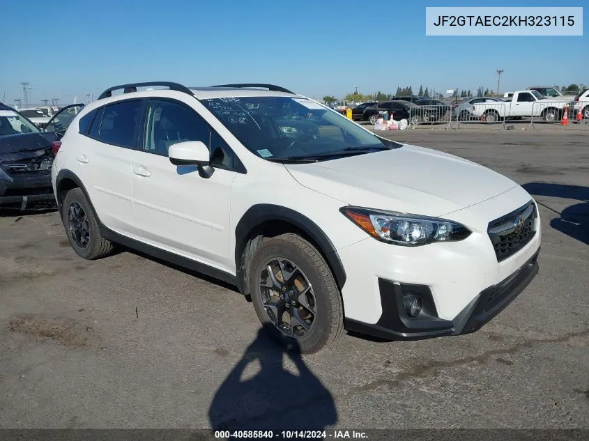 2019 Subaru Crosstrek 2.0I Premium VIN: JF2GTAEC2KH323115 Lot: 40585840